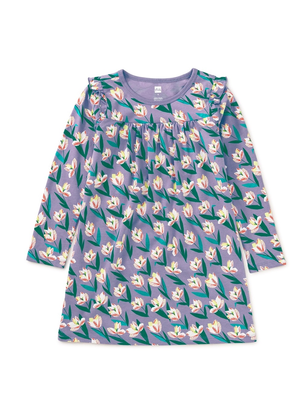 Tea Collection Girls Tulip Ruffle Dress 7 Purple Back to School Fall Boho NWOT